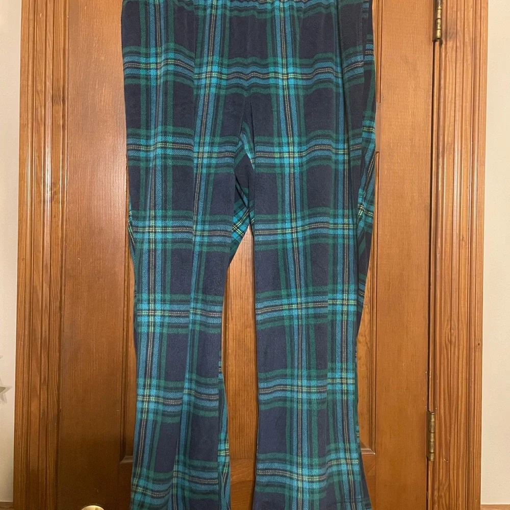 Sleep Chic Plaid Flannel Pajama Pants in Navy and Green, Size‎ XXL